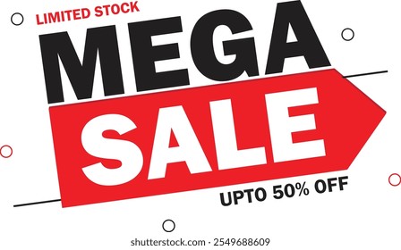 Mega sale offer banner promotion template with text effect offer banner. Sale banner promotion template