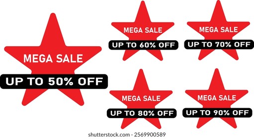 Mega Sale Offer Tag Vector Illustration