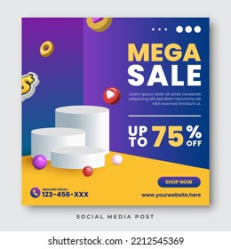 Mega sale with podium product display banner template