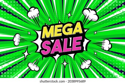 Mega sale Pop art style phrase Comic style