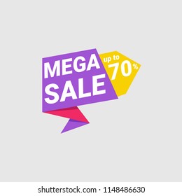 Mega Sale poster, banner. Big sale, clearance. 70% off. Vector illustration EPS 10.