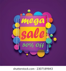Mega Sale afiche de pancarta ilustración vectorial