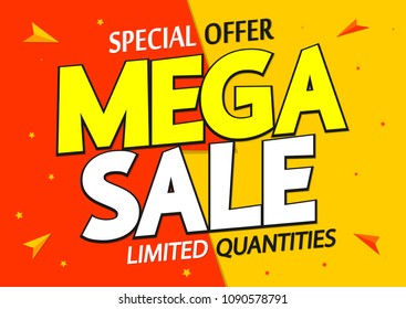 Mega Sale, poster design template, vector illustration