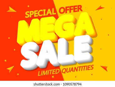 Mega Sale, poster design template, vector illustration