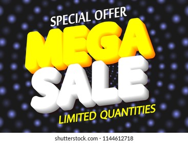Mega Sale, poster design template, special offer, vector illustration