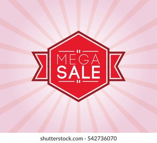 mega sale poster. promotion banner, badge, label, ribbon. vector illustration
