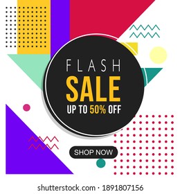 Mega sale, promo, memphis style web banner, poster, tag and flyer. Fashion and travel discount poster. EPS 10 Vector holiday Abstract colorful illustration with special offer and promotion.