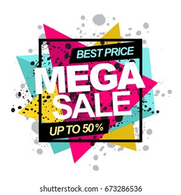 Mega Sale . Promotion template design usable for print or web, banner and poster material.