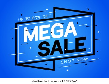 mega sale promotional banner. up to 60% off. special offer