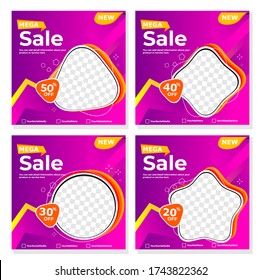 Mega sale - Purple social media post with four optional. Perfect for poster,marketing your products, advertising, etc
