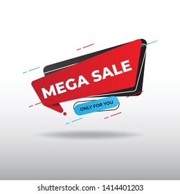 mega sale ribbon banner with minimalist and dark concept for special offer
