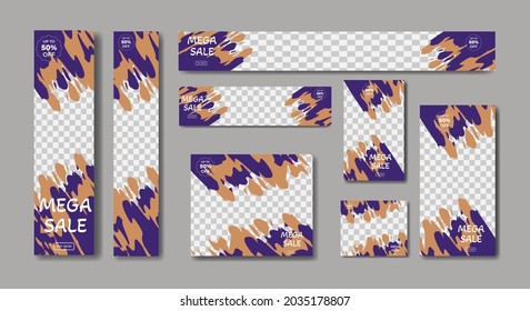 Mega venta conjunto de banners web modernos diseño de plantillas en tamaños estándar.  plantilla de tamaño de pancarta de anuncios. para promoción de ventas y publicidad