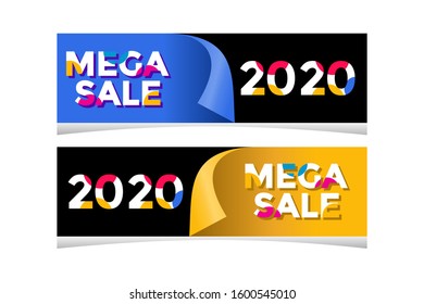 Mega sale - set vector layout concept illustration. Creative background. Special offer. Graphic design elements.