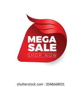 Mega Sale Sign Shape Banner Design with Red Color, Background  and stickers. Price tags vector collection, badge template, sale icon, Sale tag, Special offer, big sale, discount, best price