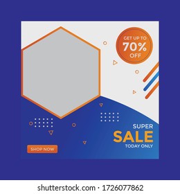 Mega sale social banner template design