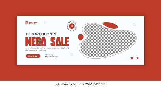 Mega Sale Social Media Cover Page Design, Product Sale Web Banner Template, Sale Banner Template