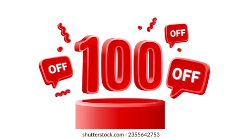 Mega sale special offer, 100 off sale banner. Sign board promotion. Vector illustration