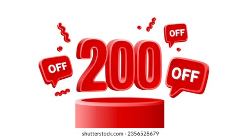 Mega sale special offer, 200 off sale banner. Sign board promotion. Vector illustration