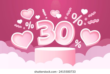 Mega sale, special offer, 30 off sale banner. Sign board promotion. Vector illustration