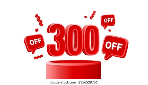 Mega sale special offer, 300 off sale banner. Sign board promotion. Vector illustration