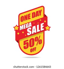 Mega Sale and special offer. 50% off. Limited One Day. Vector illustration.	
