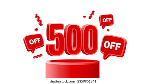 Mega sale special offer, 500 off sale banner. Sign board promotion. Vector illustration