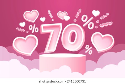 Mega sale, special offer, 70 off sale banner. Sign board promotion. Vector illustration