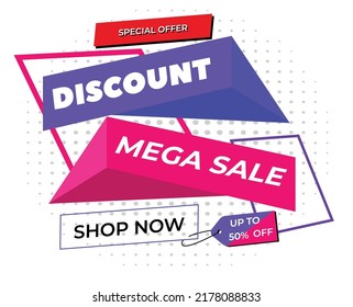mega sale special offer banner 50 percent discount