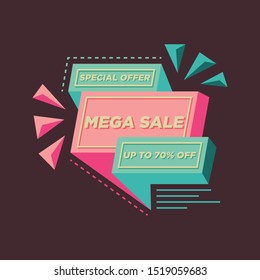 Mega Sale Special Offer Design Concept For Business. Discount Banner Promotion Template Vector illustration