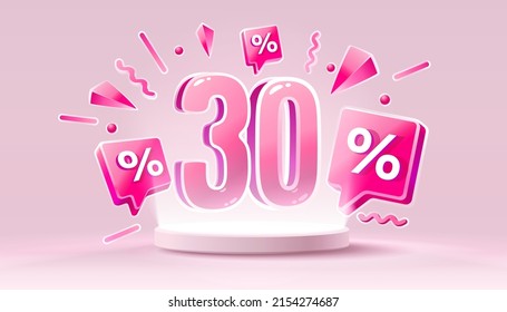 Mega sale special offer, Happy 30 off sale banner. Sign board promotion. Vector illustration