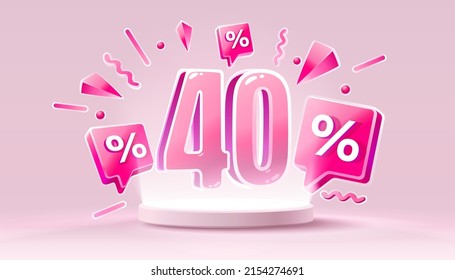 Mega sale special offer, Happy 40 off sale banner. Sign board promotion. Vector illustration