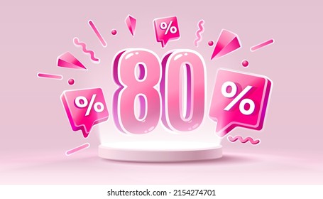 Mega sale special offer, Happy 80 off sale banner. Sign board promotion. Vector illustration