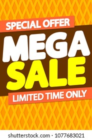 Mega Sale, special offer, poster design template, vector illustration