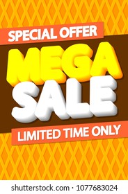 Mega Sale, special offer, poster design template, vector illustration