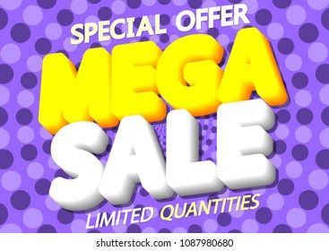 Mega Sale, special offer, poster design template, vector illustration