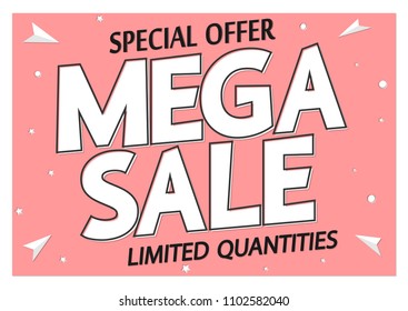 Mega Sale, special offer, poster design template, vector illustration