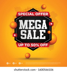 Mega Sale Special Offer Square Design Vector Illustration