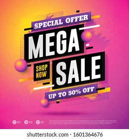 Mega Sale Special Offer Square Design Vector Illustration