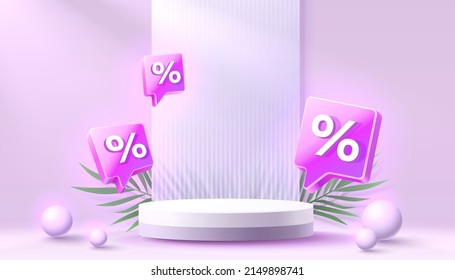 Mega sale special offer, Stage podium percent, Stage Podium Scene with for Award, Decor element background. Vector illustration