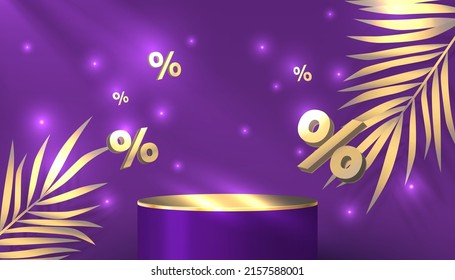 Mega sale special offer, Stage podium percent, Stage Podium Scene with for Award, Decor element background. Vector illustration
