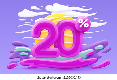 Mega sale special offer, Stage podium percent 20, Simmer time lifestyle, happy banner travel. Vector illustration