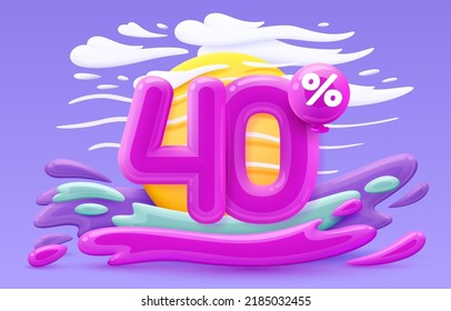 Mega sale special offer, Stage podium percent 40, Simmer time lifestyle, happy banner travel. Vector illustration