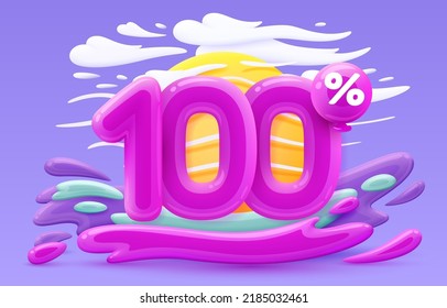 Mega sale special offer, Stage podium percent 100, Simmer time lifestyle, happy banner travel. Vector illustration