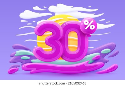 Mega sale special offer, Stage podium percent 30, Simmer time lifestyle, happy banner travel. Vector illustration