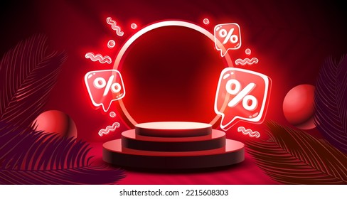 Mega sale special offer, Stage podium percent, Stage Podium Scene with for Award, Decor element background. Vector illustration