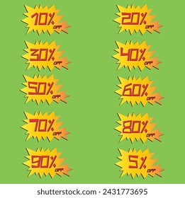Mega sale special offer, Stage podium percent, Stage  Decor element background. 10%, 20%, 30%, 40%, 50%, 60%, 70%, 80% and 90% off special sale.Vector illustration