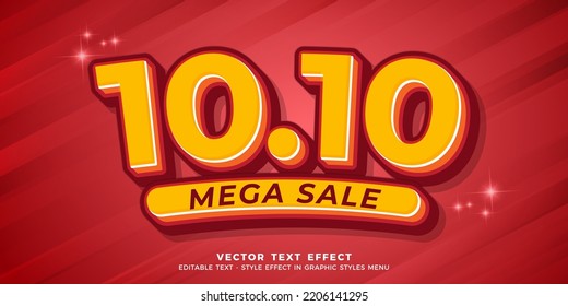 Mega sale special promo at 10.10 sale with 3d numbers editable text effect template