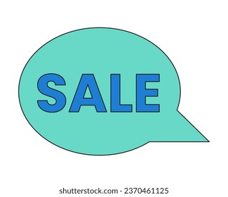 Mega sale in speech bubble 2D linear cartoon marketing sticker. Best purchase isolated line vector price badge white background. Shopping color flat spot illustration, advertising commercial event