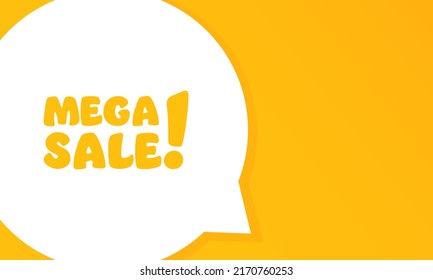 Mega venta. Burbuja de voz con texto de mega venta. 2.ª ilustración. Estilo plano. Icono de línea de vector para negocios y publicidad
