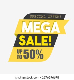 mega sale sticker with yellow and gray design. perfect to use for promotion